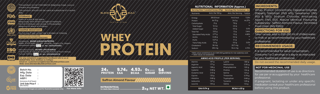 Blend & Build Whey Protein – Saffron Almond